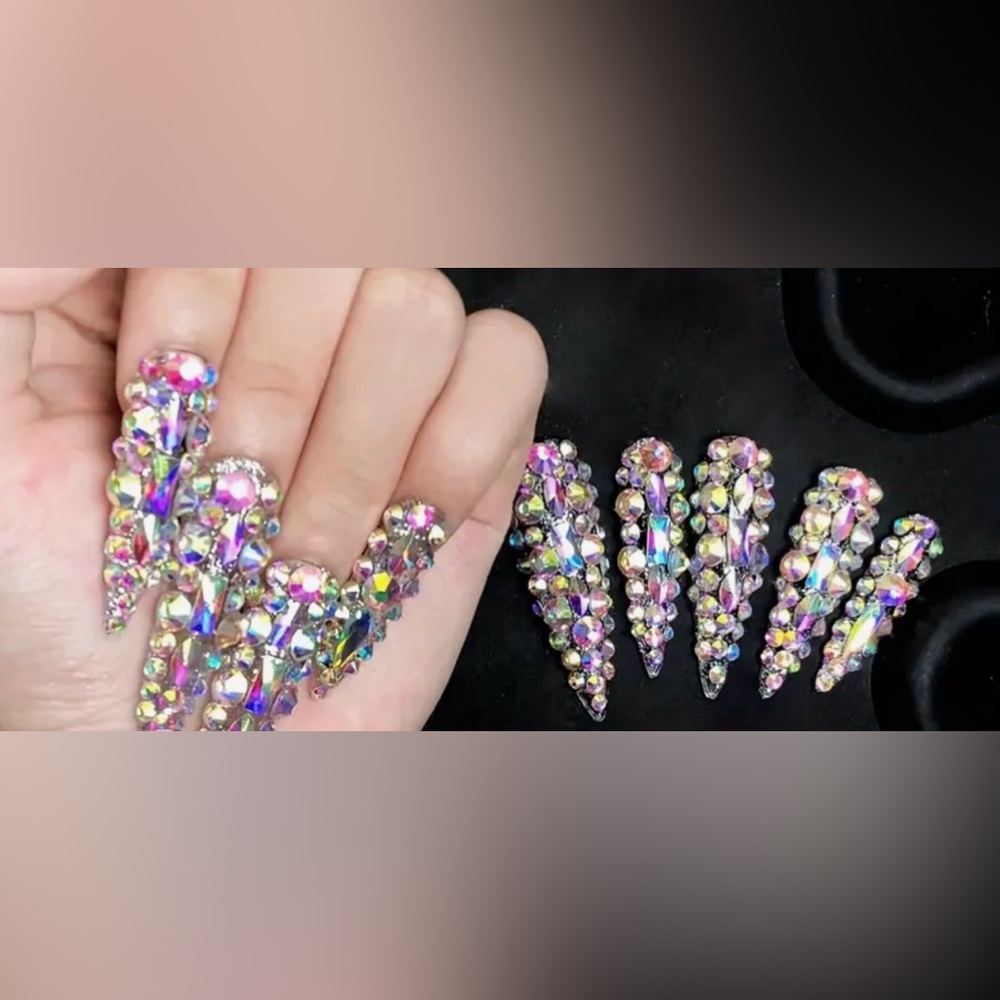 Press on Nails Custom handmade acrylic/gel full crystal - Picture 3 of 11